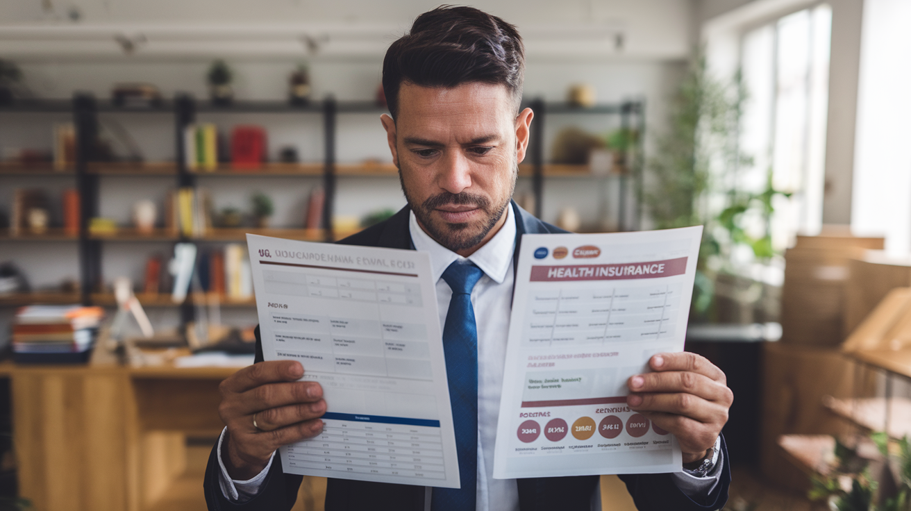 Empresário brasileiro comparando plano de saúde por adesão e empresarial