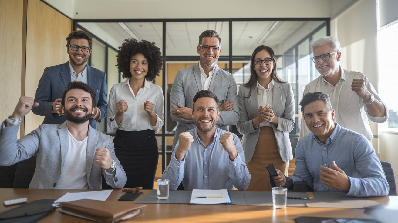 Funcionários de PME brasileira durante apresentação de pacote de benefícios