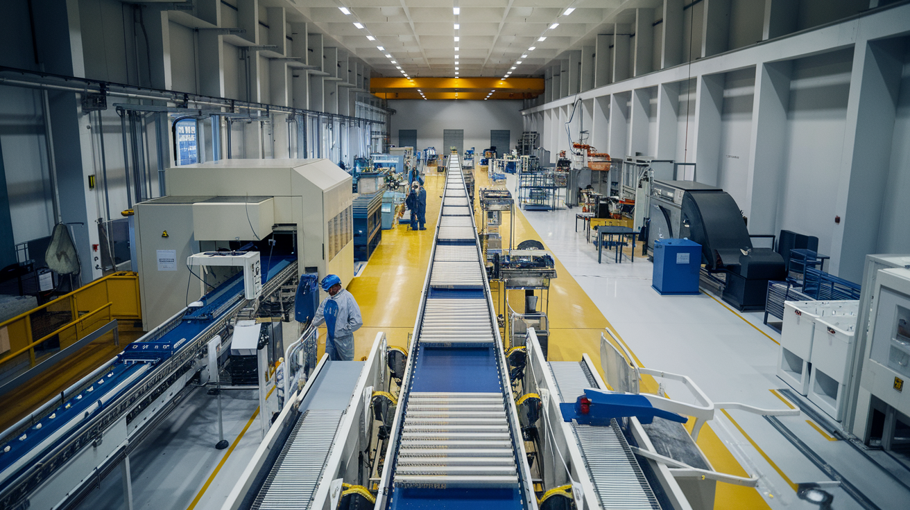 Instalação industrial brasileira moderna com equipamentos empresariais avançados