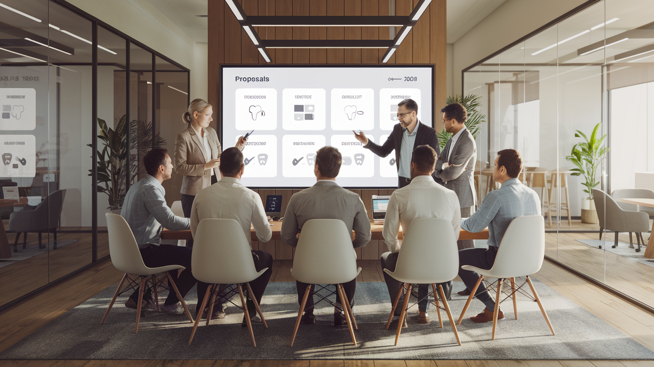 Equipe de RH revisando opções de plano odontológico empresarial