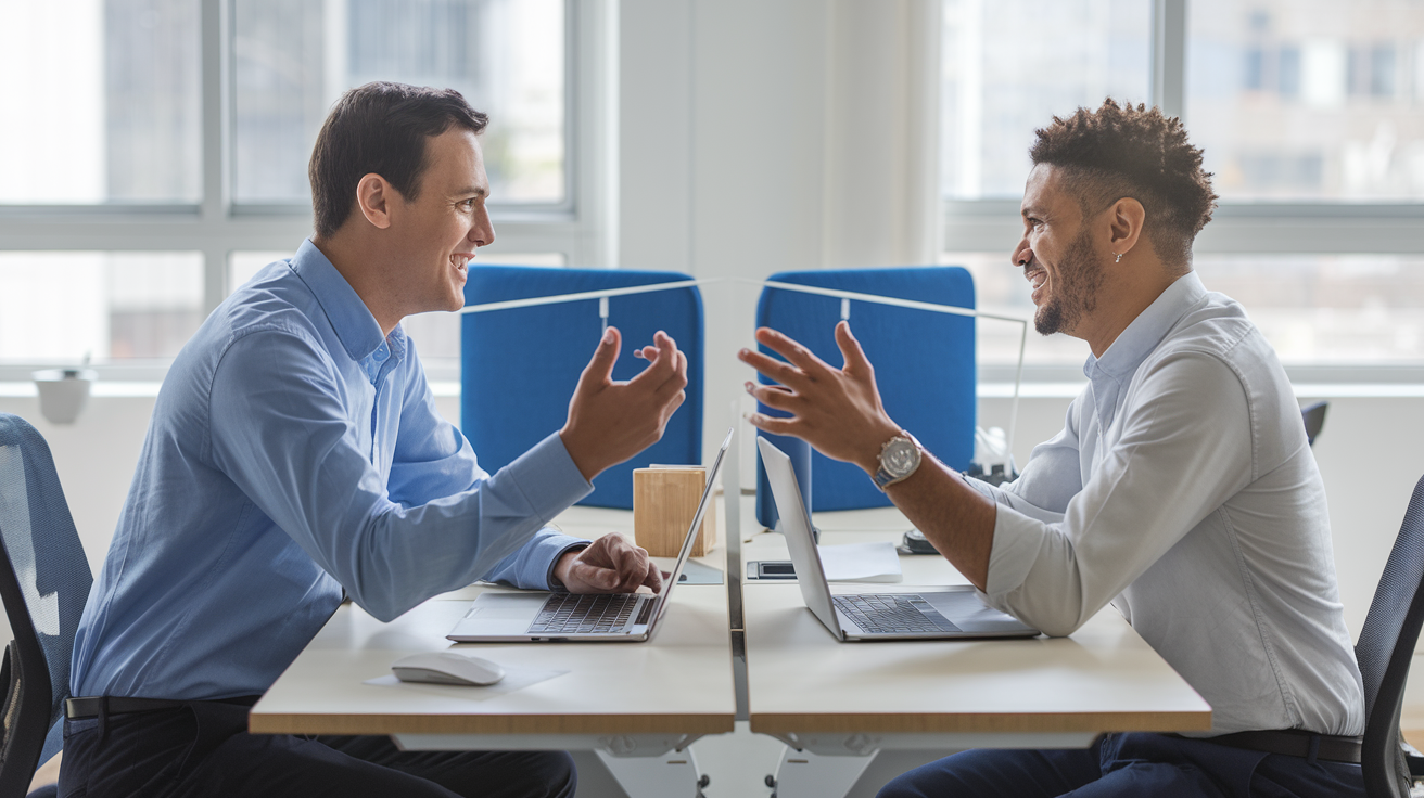 Empresa e funcionário conversando sobre a divisão do custeio do plano de saúde empresarial