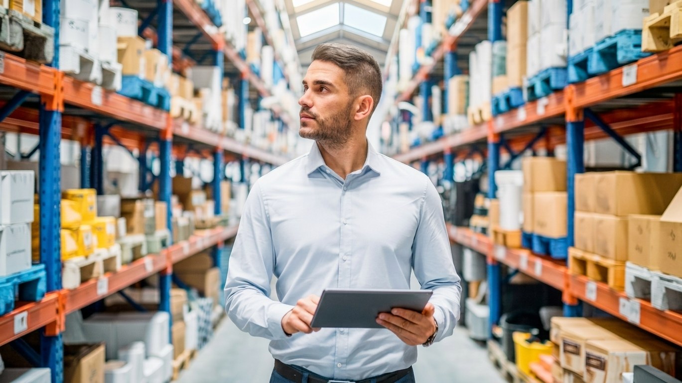 Gestor com tablet inventariando os ativos no mapeamento de riscos da empresa